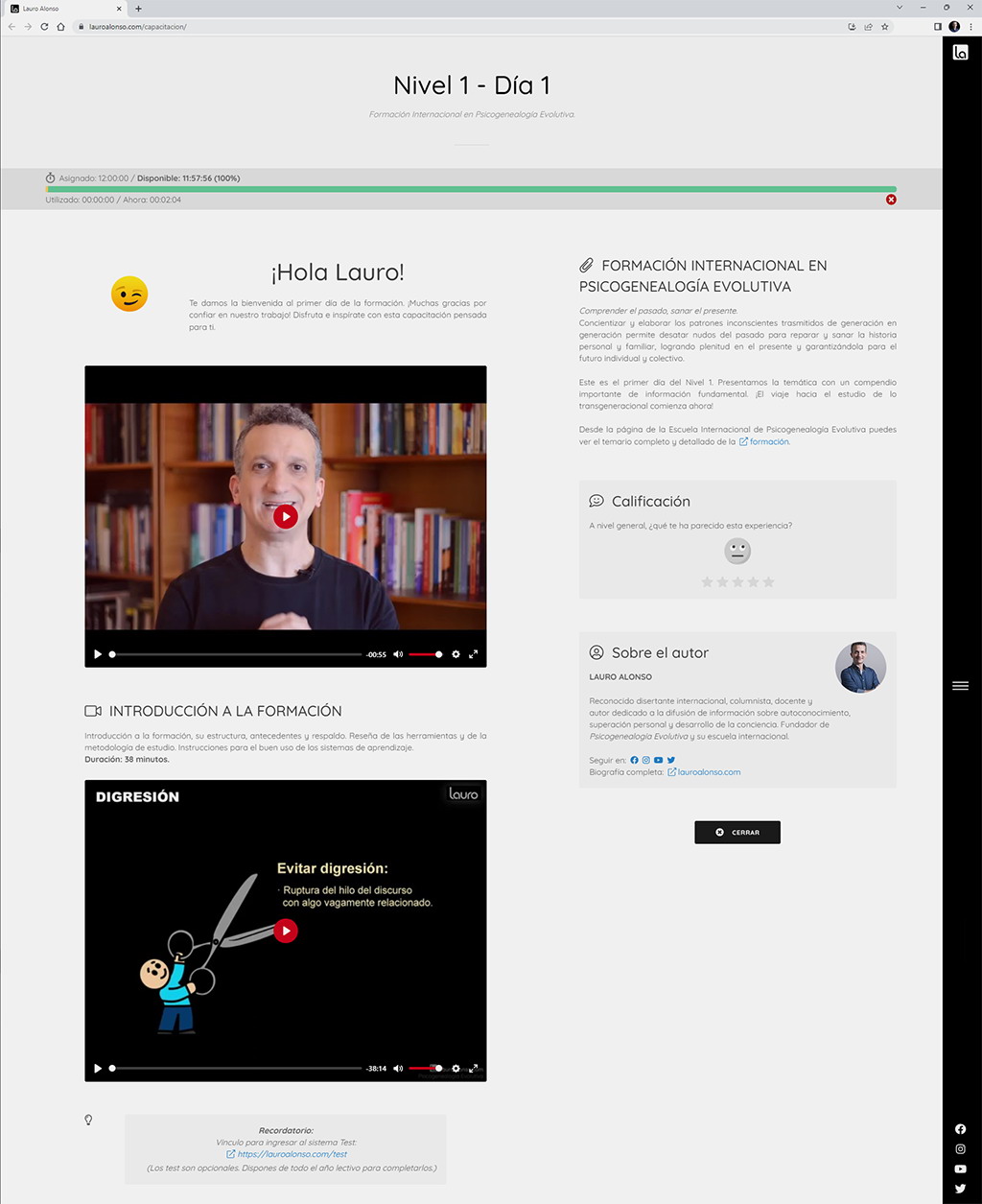 Sistema de capacitaci�n de la Escuela de Psicogenealog�a